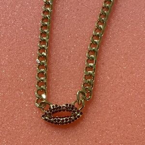 Gold Chain Necklace with Red Accents